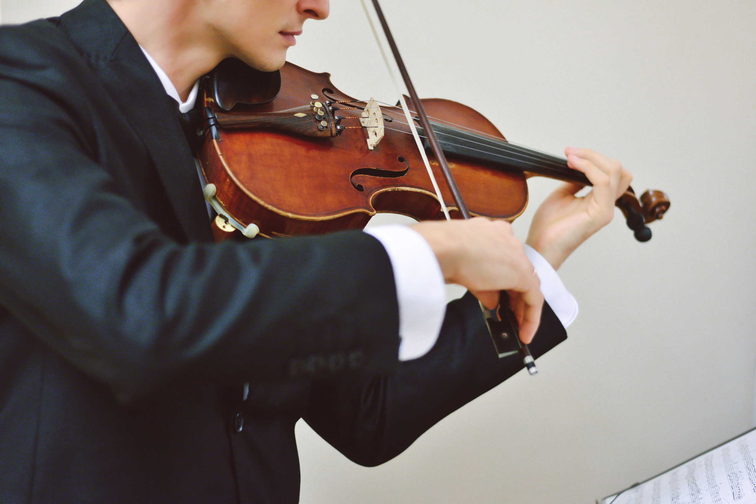 Talented violinist and classical music player solo performance,